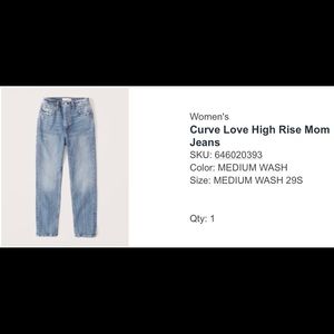 Abercrombie & Fitch high rise mom jeans curve love - never worn
